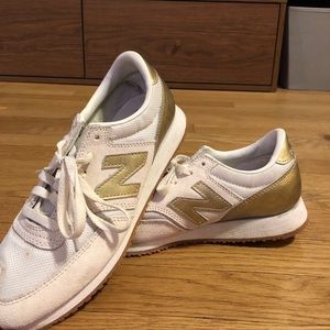 new balance white gold sneakers